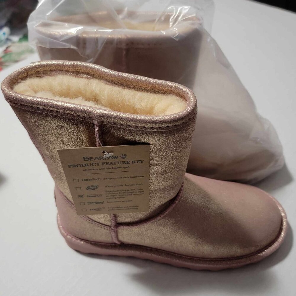 Bearpaw Youth Elle Exotic Pink Glitter Boots Size 3 NIB